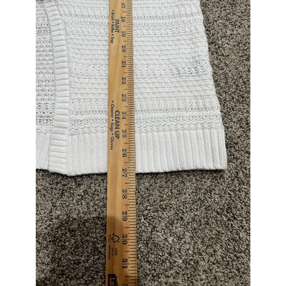 Chaps Denim Santorini White Knit Short Sleeve Button‎ Cardigan Sweater Large NWT